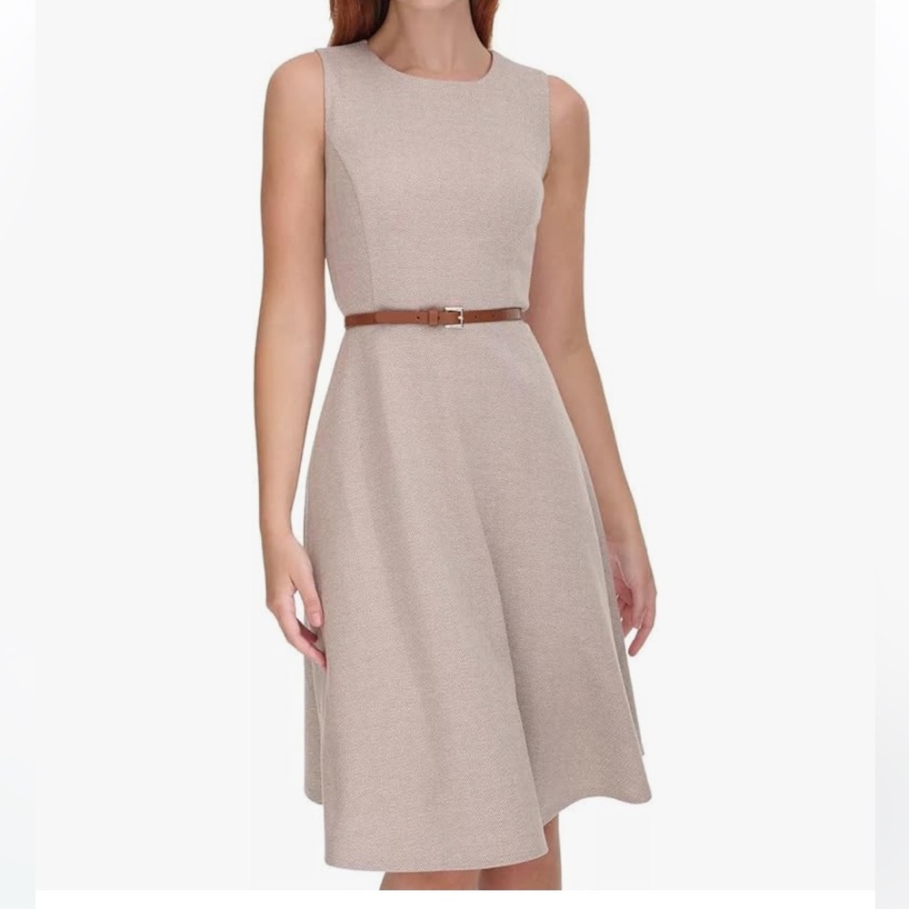 New Tommy Hilfiger Womens Herringbone Knit Jewel Neck Sleeveless Dress